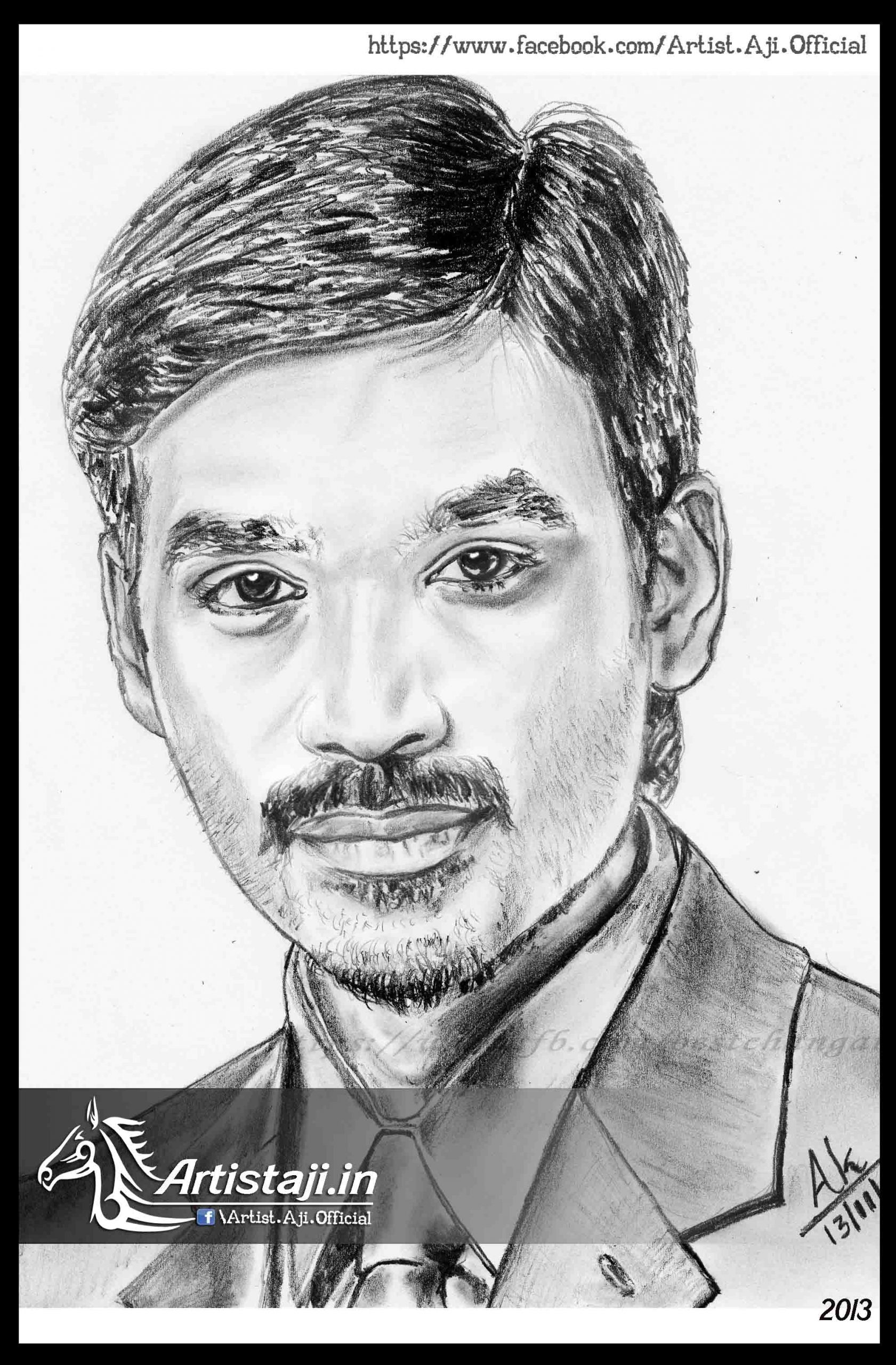 Actor Dhanush Drawings by Artist Aji